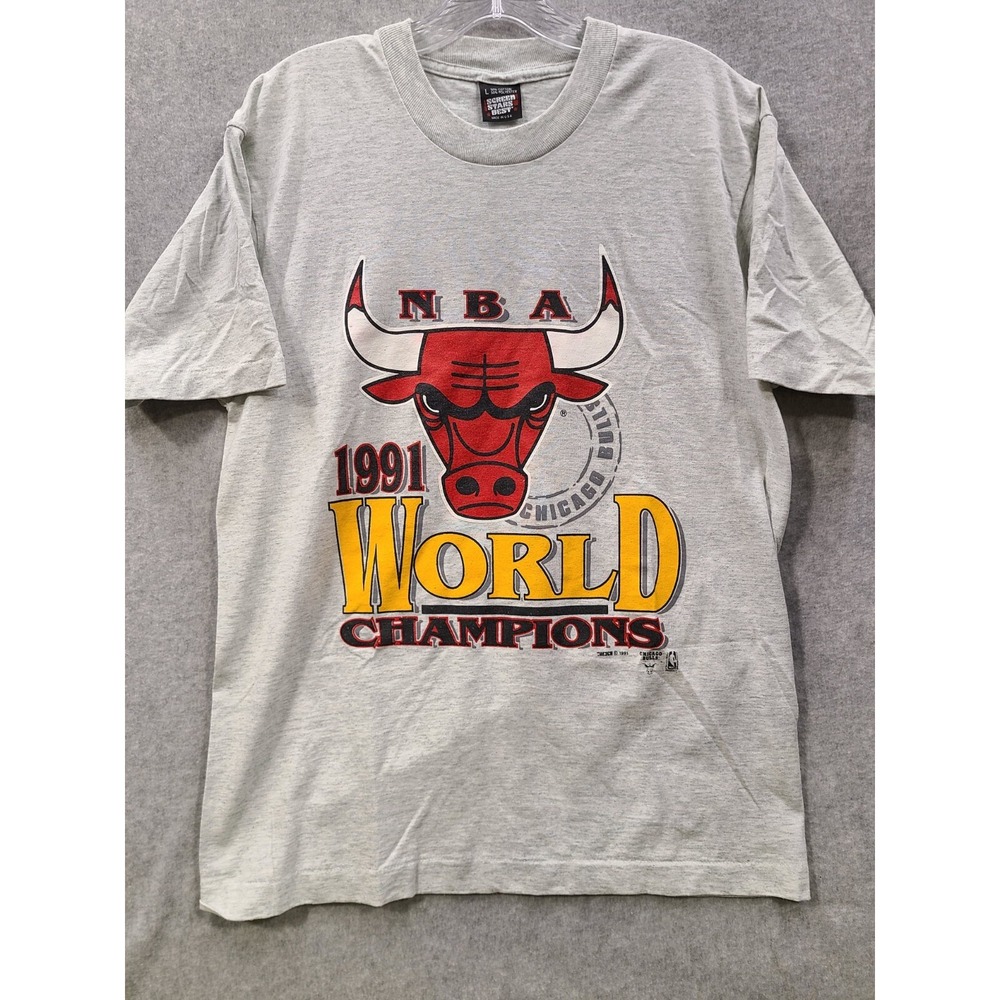VTG Chicago Bulls 1991 Finals World Champions Shirt Size L Screen Stars Best